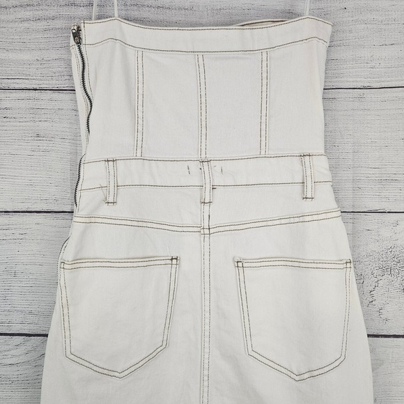 GB Gianni Bini S Small Strapless Denim Midi Jean Dress Off-White Slit NWT L797 - Picture 4 of 10